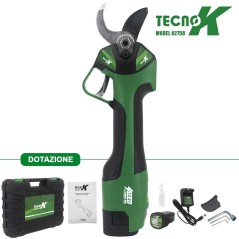 Ciseaux TecnoK A2758 avec 2 batteries 1.5 Ah et chargeur de batterie coupe 25-32 mm | Newgardenmac.com