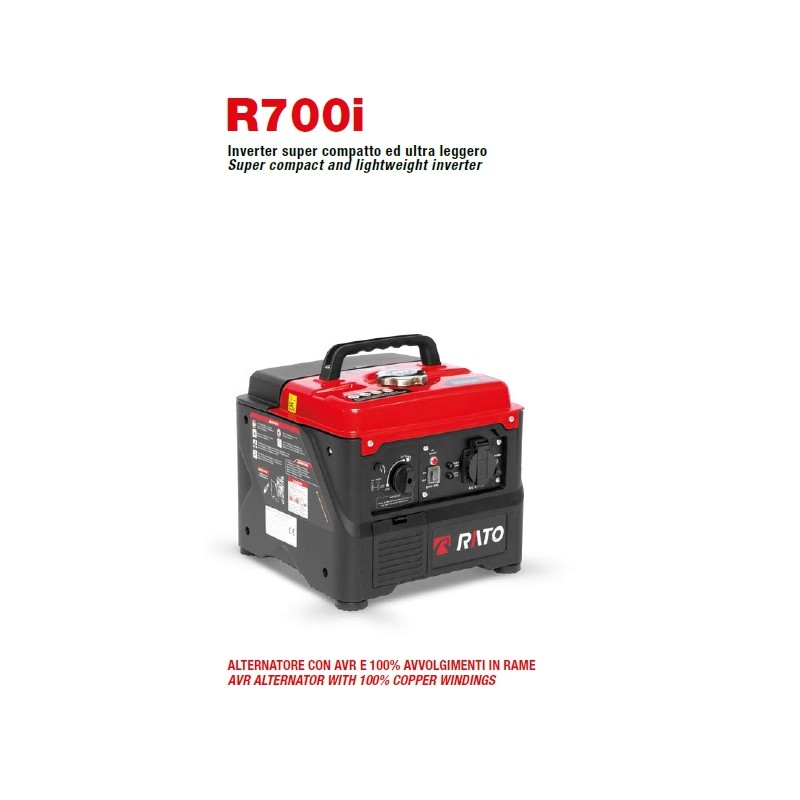 Inverter silenced current generator RATO R700i petrol 60cc pull start