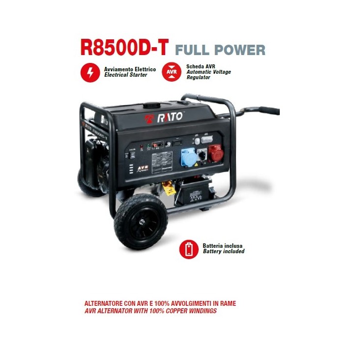 Generador RATO R8500D-T gasolina 500 cc arranque eléctrico | Newgardenmac.com