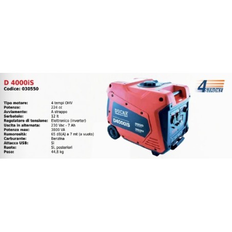 Generatore INVERTER D 4000is SERIE DUCAR con motore 4 tempi OHV 224 cc | Newgardenmac.com