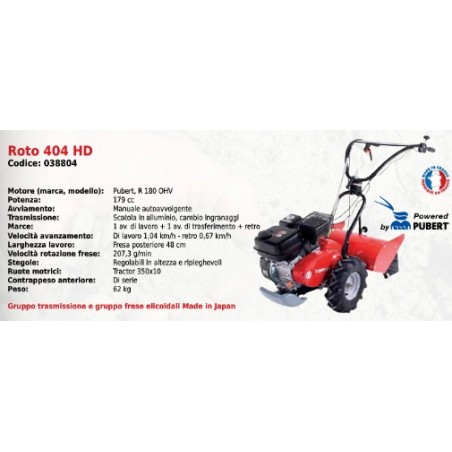 ROTO 404 HD SERIES PUBERT tracteur à pied avec moteur R 180 OHV 179 cc | Newgardenmac.com