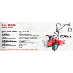 ROTO 408 HD SERIE PUBERT tracteur à pied avec moteur HONDA GP 160 OHV 163 cc | Newgardenmac.com