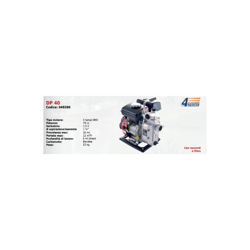 DP 40 SERIES DUCAR 4-stroke OHV 79 cc Petrol-driven motor pump