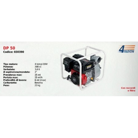 DP 50 SERIE DUCAR Motobomba de gasolina con motor OHV 208 cc de 4 tiempos | Newgardenmac.com