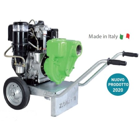 Motobomba diesel autocebante ZANETTI PS80-510AGE de hierro fundido con depósito frontal | Newgardenmac.com