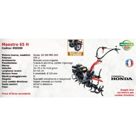 MAESTRO 65 H PUBERT power hoe with HONDA GX 200 PRO OHV 196 cc engine | Newgardenmac.com