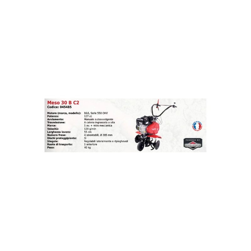 MESO 30 B C2 SERIES PUBERT rotary tiller with B&S 550 OHV 127 cc engine