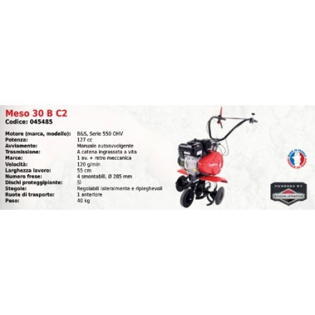 Motoculteur MESO 30 B C2 SERIES PUBERT avec moteur B&S 550 OHV 127 cc | Newgardenmac.com