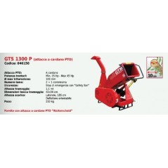 GTS 1300 P P SERIES GTM biochipper professionnel sur chenilles avec fixation de l'arbre à cardan