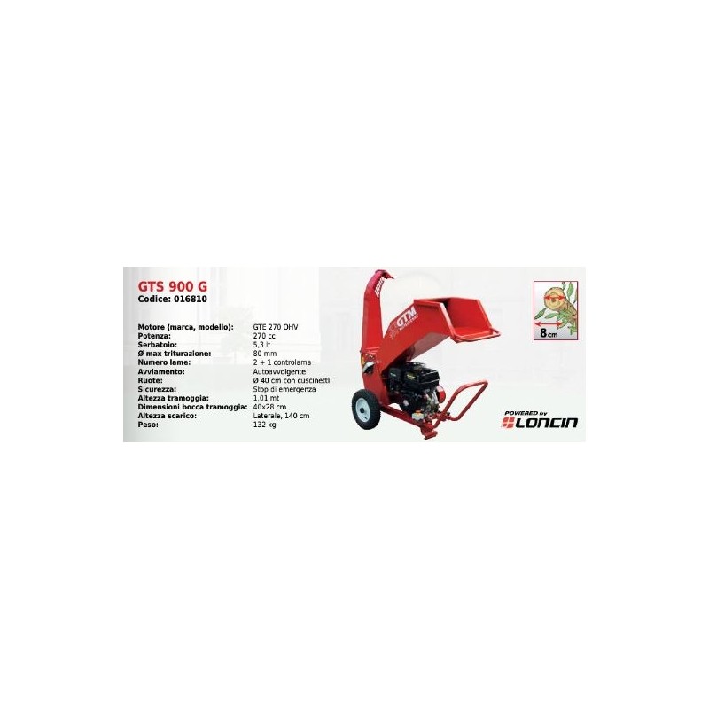 Biocippatore professionale GTM GTS900G diametro di taglio 8cm con motore LONCIN