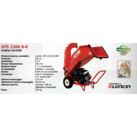 Biocippatore professionale GTMGTS 1300GE diametro taglio 10cm con motore LONCIN | Newgardenmac.com