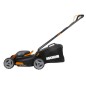 WORX WG743E cordless lawnmower with 2 x 20V+20V batteries and dual charger