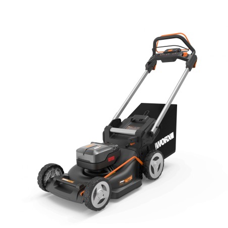 WORX WG749E cordless lawnmower with 2 x 4.0 Ah batteries and dual charger | Newgardenmac.com