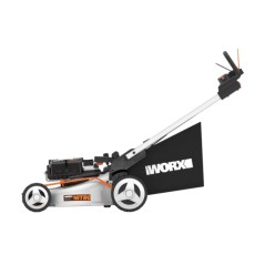 WORX WG761E cordless lawnmower with 4 x 4.0Ah batteries and 4-slide charger | Newgardenmac.com