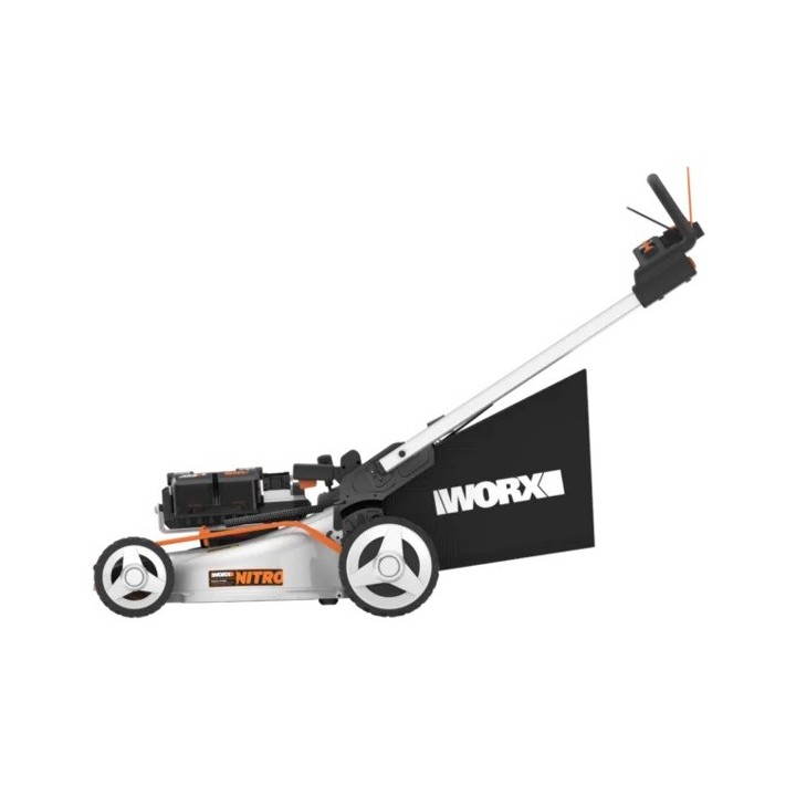 Tondeuse à gazon sans fil WORX WG761E avec 4 batteries de 4,0 Ah et chargeur à 4 glissières | Newgardenmac.com