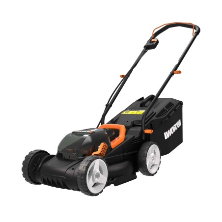 Worx WG779 cordless lawnmower with 2 x 20V+20V batteries and dual charger | Newgardenmac.com