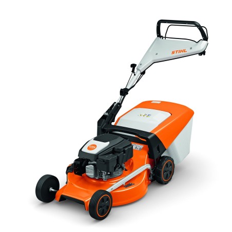 STIHL RM253T 127cc Petrol Lawn Mower 51 cm Cut 4 IN 1 Self-propelled Grass Bag 55 Lt | Newgardenmac.com