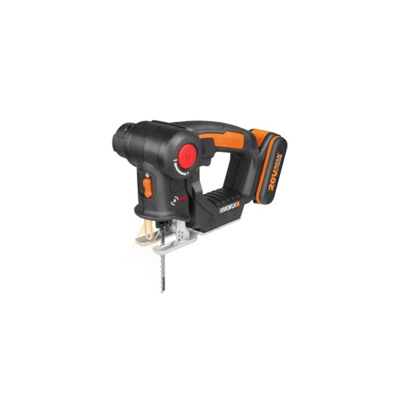 WORX WX550 Akku-Stichsäge mit 2,0-Ah-Akku und Ladegerät und 4 Blättern