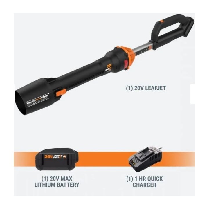 WORX WG543E Akku-Blasgerät mit 20 V 4,0 Ah Akku und Schnellladegerät | Newgardenmac.com