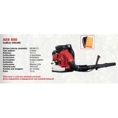 Soplador de mochila ATTILA AEB 800 con motor KB 800 E1 2 tiempos 79,4 cc | Newgardenmac.com