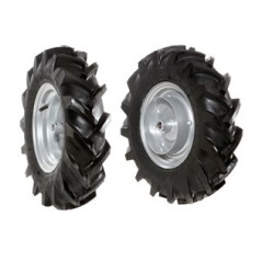 Pair of 4.00-8 tyred wheels with fixed disc for walking tractor NIBBI BRIK 1 BRIK 3