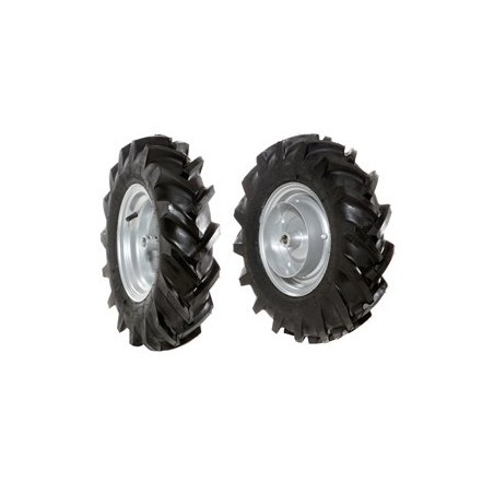 Pair of 4.00-8 tyred wheels with fixed disc for walking tractor NIBBI BRIK 1 BRIK 3 | Newgardenmac.com