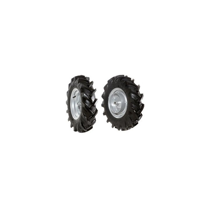 Pair of 4.00-8 tyred wheels with fixed disc for walking tractor NIBBI BRIK 1 BRIK 3 | Newgardenmac.com
