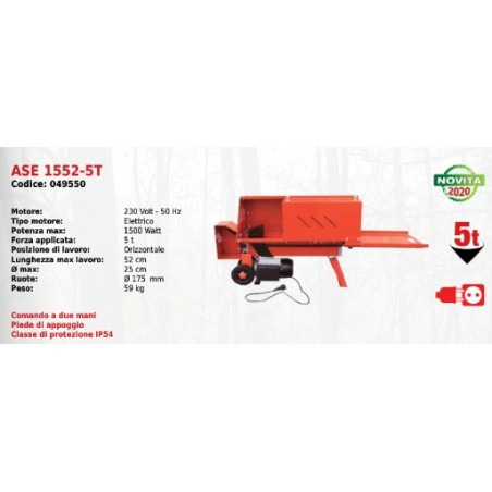 ATTILA ASE 1552-5T cortadora de troncos horizontal eléctrica con motor 230V 1500W | Newgardenmac.com