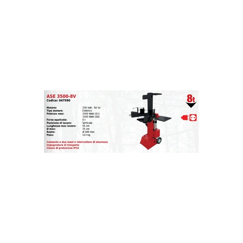 ATTILA ASE 3500-8V elektrischer vertikaler Holzspalter mit 230 V-Motor