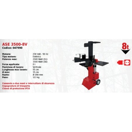 ATTILA ASE 3500-8V electric vertical log splitter with 230 V motor | Newgardenmac.com