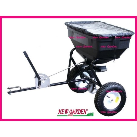 Trailing fertiliser spreader rubber wheels capacity 56kg 551570 garden equipment | Newgardenmac.com