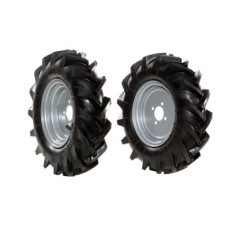 Pair of 4.00-8 tyred wheels fixed disc for walking tractor NIBBI 115 - 160