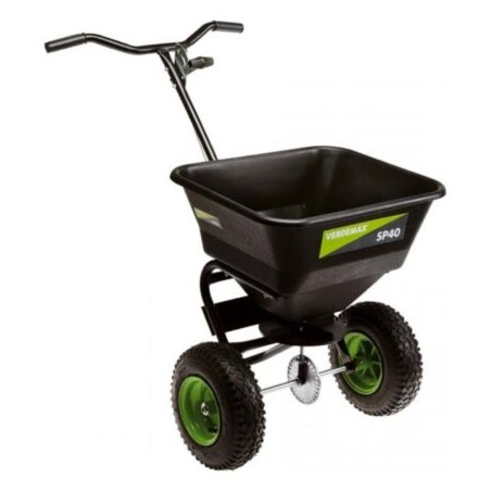 VERDEMAX professional rotary fertiliser spreader with pneumatic wheels 40 l | Newgardenmac.com