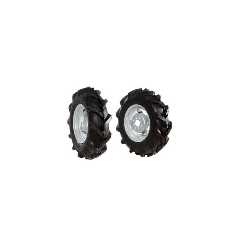 Pair of 5.00-10 tyred wheels with adjustable disc for walking tractor NIBBI KAM 4