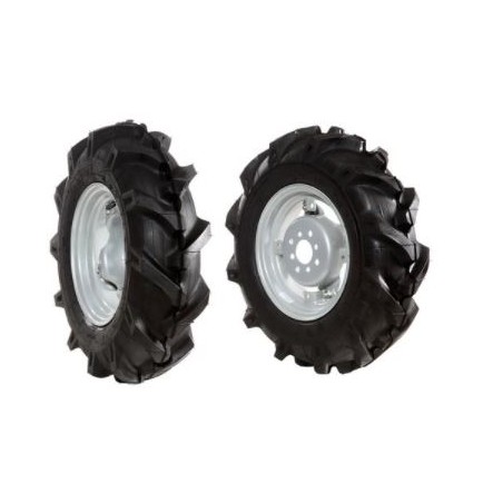 Paire de roues à pneus 5.00-10 avec disque réglable pour tracteur marcheur NIBBI KAM 4 | Newgardenmac.com