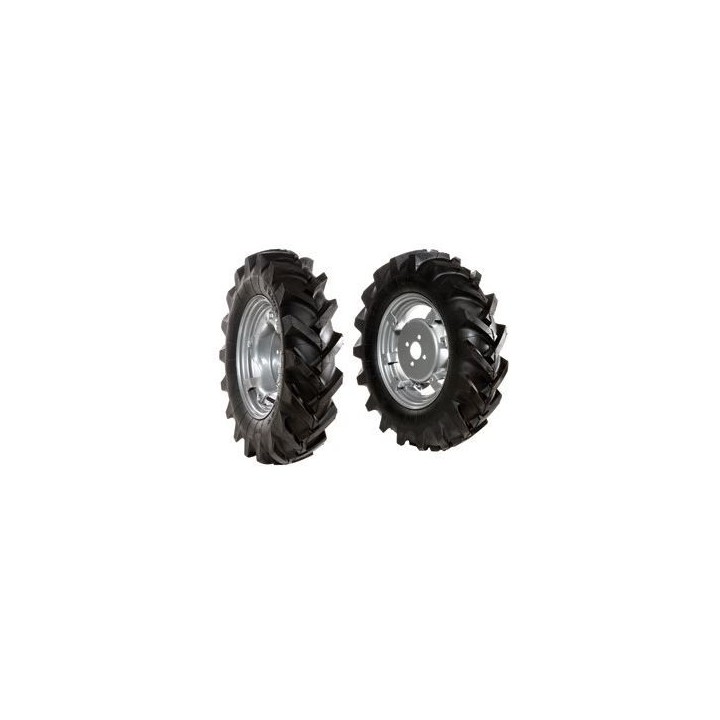 Paire de roues à pneus 5.00-12" avec disque réglable pour tracteur marcheur NIBBI MAK16 | Newgardenmac.com