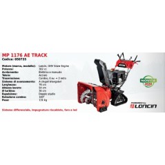 Lanzanieves MAORI MP 1176 AE TRACK con MOTOR DE NIEVE LONCIN OHV 302 cc | Newgardenmac.com