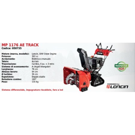 Souffleuse MAORI MP 1176 AE TRACK avec moteur à neige LONCIN OHV 302 cc | Newgardenmac.com