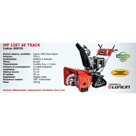 MAORI Lanzanieves MP 1387 AE TRACK con motor LONCIN OHV SNOW ENGINE 375 cc | Newgardenmac.com