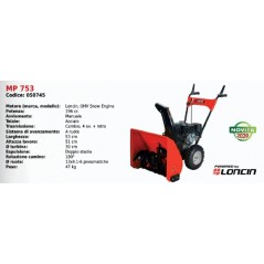 Lanzanieves MAORI MP 753 con MOTOR NIEVE OHV LONCIN 196 cc | Newgardenmac.com