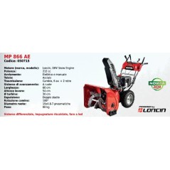 Spazzaneve MAORI MP 866 AE con motore LONCIN OHV SNOW ENGINE 212 cc | Newgardenmac.com