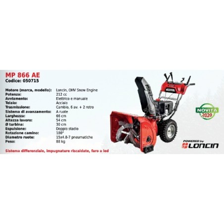 MAORI Lanzanieves MP 866 AE con MOTOR NIEVE OHV LONCIN 212 cc | Newgardenmac.com