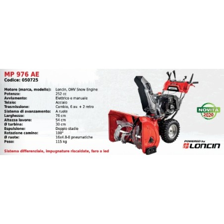 Snow thrower MP 976 AE MAORI SERIES with LONCIN OHV SNOW ENGINE 252 cc | Newgardenmac.com