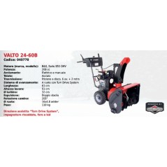 Snow thrower VALTO 24-60B PUBERT SERIES with B&S 950 OHV 208 cc engine