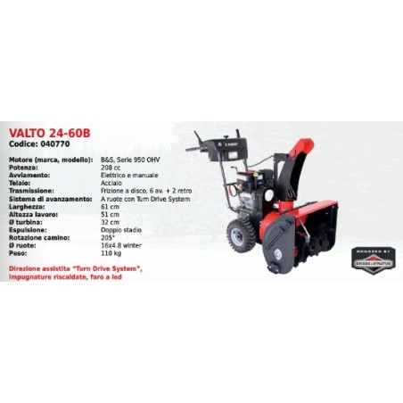 Souffleuse VALTO 24-60B PUBERT SERIES avec moteur B&S 950 OHV 208 cc | Newgardenmac.com