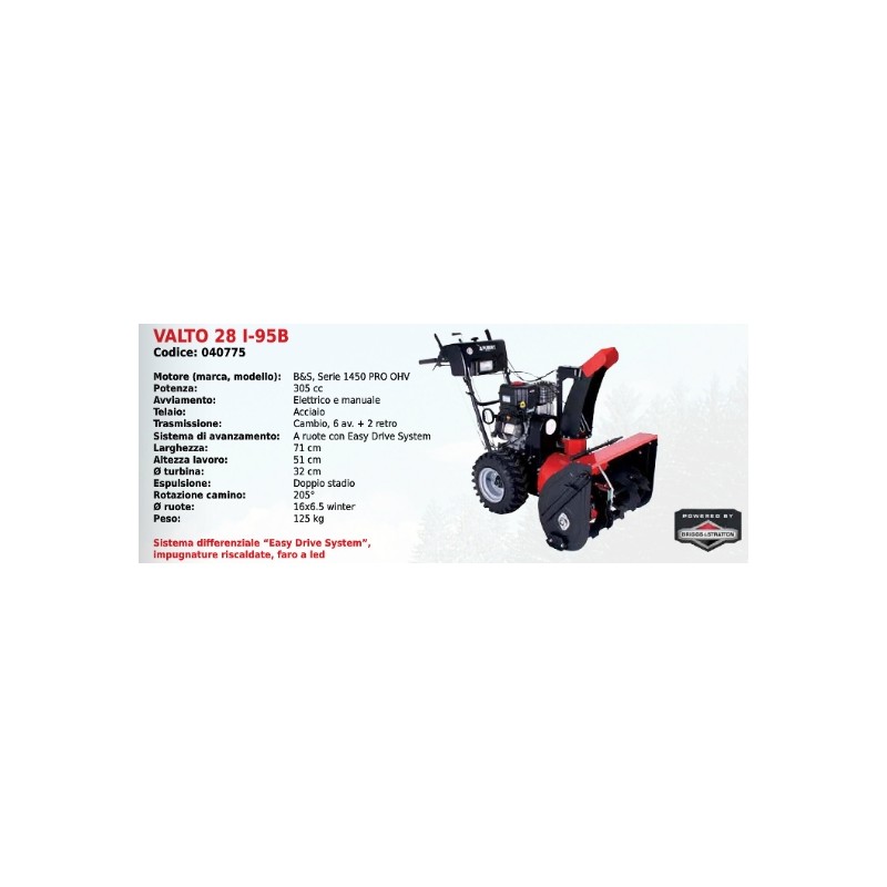 Lanzanieves VALTO 28 I-95B SERIE PUBERT con motor B&S 1450 PRO OHV 305 cc