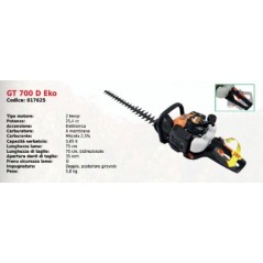 GT 700 D Eko GREEN LINE hedge trimmer with 2-stroke 25.4 cc engine for 2-sided cutting | Newgardenmac.com