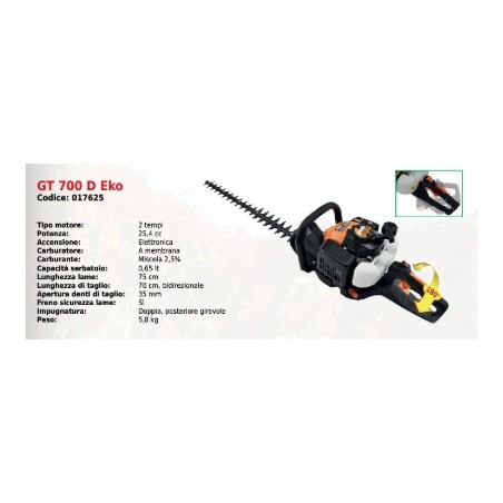 GT 700 D Eko GREEN LINE hedge trimmer with 2-stroke 25.4 cc engine for 2-sided cutting | Newgardenmac.com