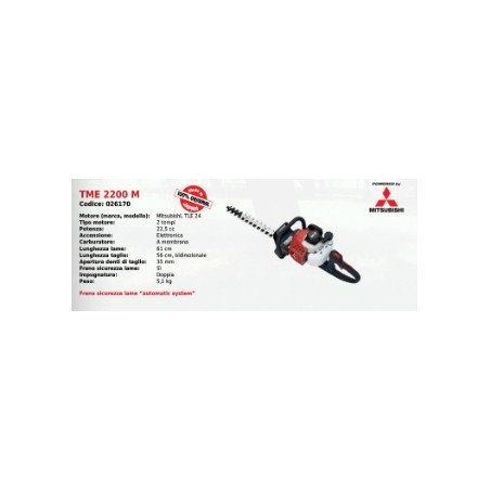 Cortasetos KAAZ TM 2200 M motor MITSUBISHI TLE 24 22,5 cc corte 2 caras | Newgardenmac.com