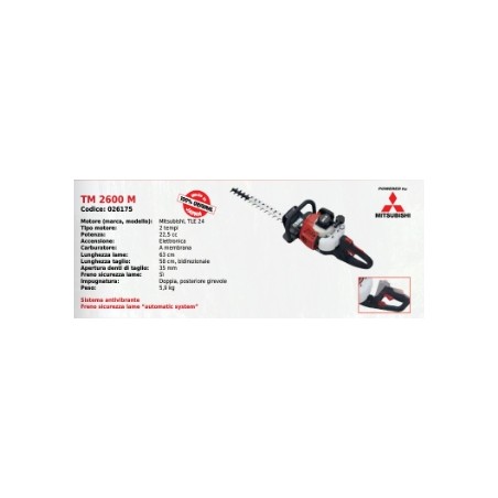 KAAZ TM 2600 M MITSUBISHI TLE 24 2T 22.5 cc engine 2-sided hedge trimmer | Newgardenmac.com